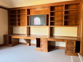 A Custom Built Full Wall Desk - Storage - Shelf Unit - RM 2E