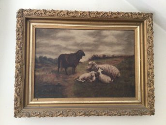 Oil On Canvas Of Sheep