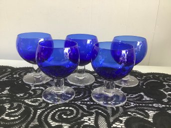 Blue And Clear Stemmed Glasses