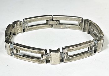 Taxco Mexican Sterling Silver Sturdy Link Bracelet 7 1/2' Long
