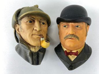 Bossons Chalkware Heads - Sherlock Holmes & Dr. Watson