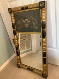 Vintage Hitchcock Furniture Federal Style Gold Leaf Wall Mirror Reverse Painting