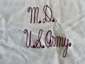 WWII U. S. Army M. D. Medical Department Wool Blanket. Dated 1941. Measures 54' X 80 1/2'.