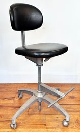 A Vintage Modern Brushed Steel And Vinyl Office Stool By Shaw-Walker