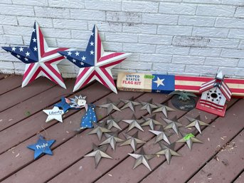 Stars & Stripes! Vintage United States Flag Kit (flag Not Included) & Bronze Eagle On Black Metal Base