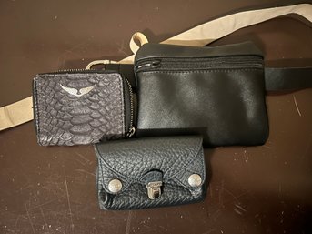 Lot Of Three Women's Leather Wallets, Belt