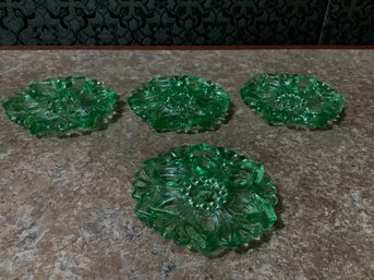 Green Depression Glass Flowers