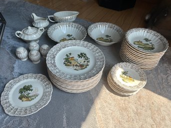 Large Vintage 110-piece AMERICAN LIMOGES Porcelain Dinner Service For 12- NO SHIPPING