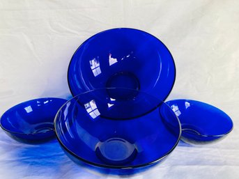 4 Beautiful Blue Bowls 2 Large 2 Smaller