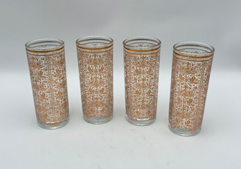 Set Of Vintage Copper Filigree Drinking Glasses