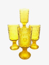 American Concord Amber Water Goblets By Brockway Glass Co.