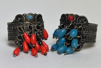 Pair Of Sterling Silver Rings With Intricate Detail