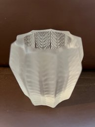 Signed Lalique Glass Votive Holder/ Cigarette Holder- France