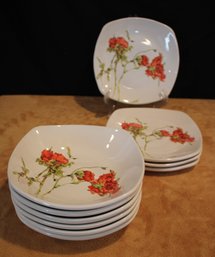 Set Of Ten Ceramica Due Torri- Italy- Handpainted Dinner And Salad Plates