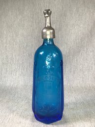 Rare Antique French Blue Seltzer Bottle - Durafort & Fils - C. Coquet - PARIS - Very Pretty - Zinc Top