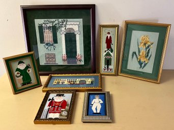 7 Nice Framed Needlepoint Pictures