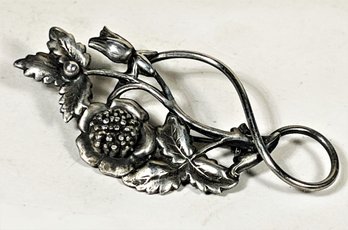Vintage Floral Form Sterling Silver Brooch Pin