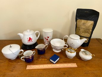 Red Lion Inn Single Serve Tea Pot And Harney & Sons Tea Pot With Cup Creamer And Sugar Dish Tea Infusers