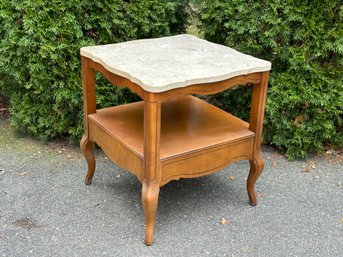 A Vintage Hammary End Table With Marble