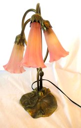 Tri Light Lily Pad Tulip Shades Brass Table Lamp