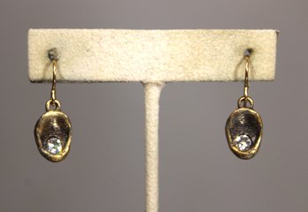 Gold Tone Pierced Earrings White Rhinestones Patricia Locke