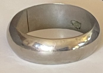 Thick Domed Silver Bangle Bracelet- Mexico