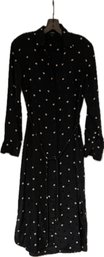 Theory Women's Size P Black Long Sleeved Belted Silk Button Shirt Dress