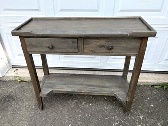 Grey Wood Console Table With Two Drawers