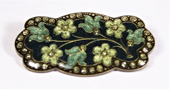 Vintage 1980s French Enamel Floral Brooch