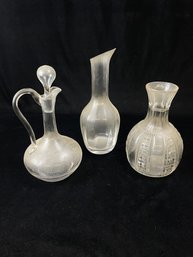 Pair Of Glass Vases And Decanter