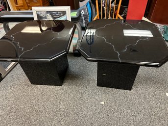 Pair Black High Gloss End Tables