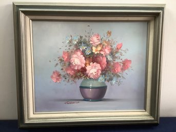Signed Robert Cox Floral Oil On Canvas