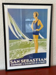 Framed San Sebastian, Spanish Pyrenees Vintage Travel Poster