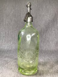 Rare Antique French Yellow Seltzer Bottle - Roanne - Durafort & Fils - PARIS - Very Pretty Bottle - Zinc Top