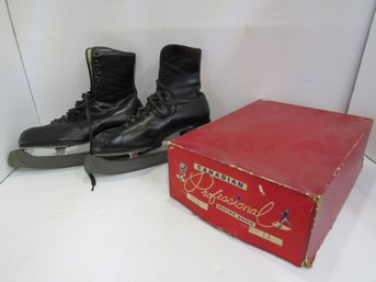 VINTAGE CANADIAN PROFESSIONAL ICE SKATES SIZE 11 SHEFFIELD STEEL BLADES In Box