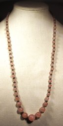 Genuine Rose Quartz Graduated Beaded Necklace 30' Long
