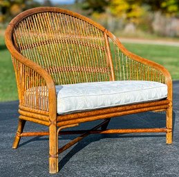 A Gorgeous Cane And Rattan Loveseat By McGuire, C. 1970's