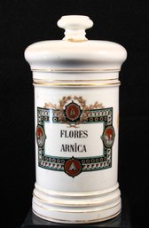 19th Century Spanish Apothecary Jar Arnica Flowers With Christie's Auction Tag 2/5