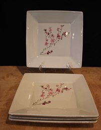 Set Of Four Pottery Barn Blossom Plates