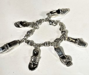Contemporary Silver Shoe Charm Bracelet 8'