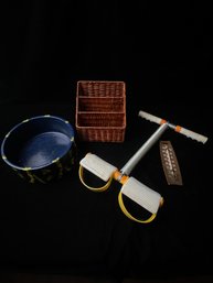 Exercise Equipment, Planter Bowl, Thermometer, And Basket