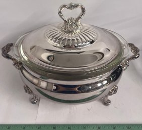 Vintage Silver Plate Pyrex Server By Wallace Silversmith