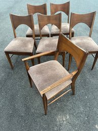 Set Of 6- Vintage Broyhill Saga Mid-Century Walnut Dining Chairs - (1 Arm Chair)