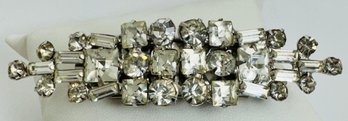 JULIANNA DUETTE DRESS CLIP SILVER TONE RHINESTONE BROOCH OR DRESS CLIPS