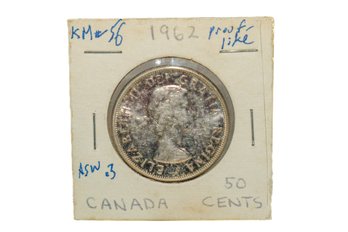 1962 Canada 50 Cent Silver Coin 80 Percent Silver
