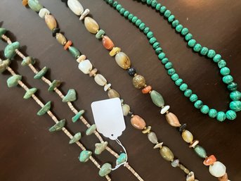 Vintage Malachite And Agate Necklaces