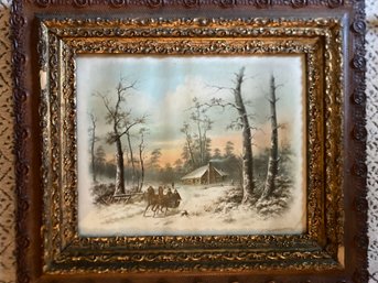 William Chandler Print - Sleighing By Moonlight - Beautiful Frame