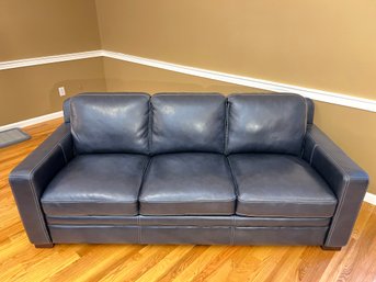 Paid $2,000 Like New Dark Blue Leather Sofa