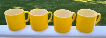4 Vintage Yellow Federal Glass Mugs ~ 1950s ~