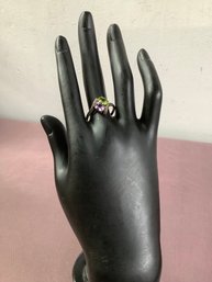 Size 10 Green/purple Sterling Ring